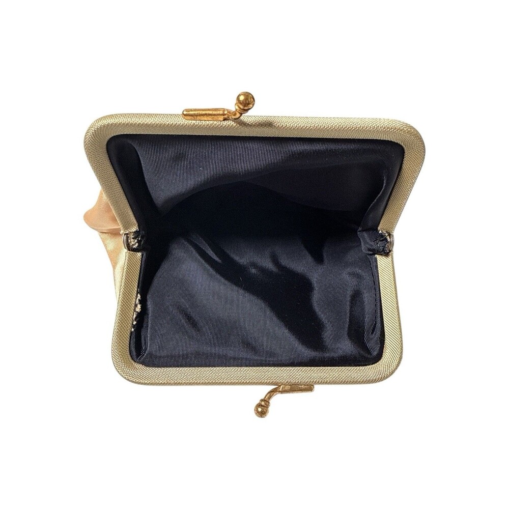 Vintage 1950s Escort Bag Black Leather Frame Handbag Mirror Coin Purse MCM - Picture 9 of 14
